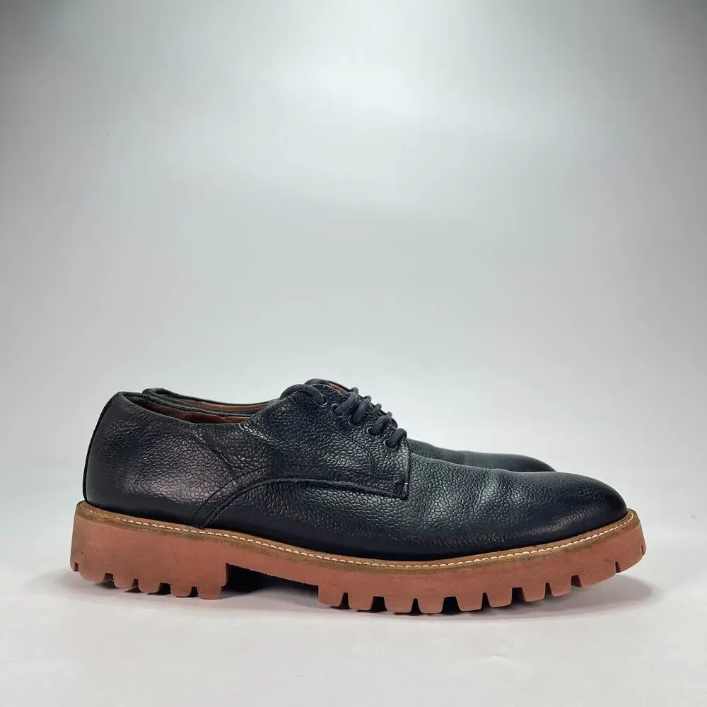 Barneys New York Black Pebbled Leather Lug Sole Derby Dress Shoes Men's Size 12